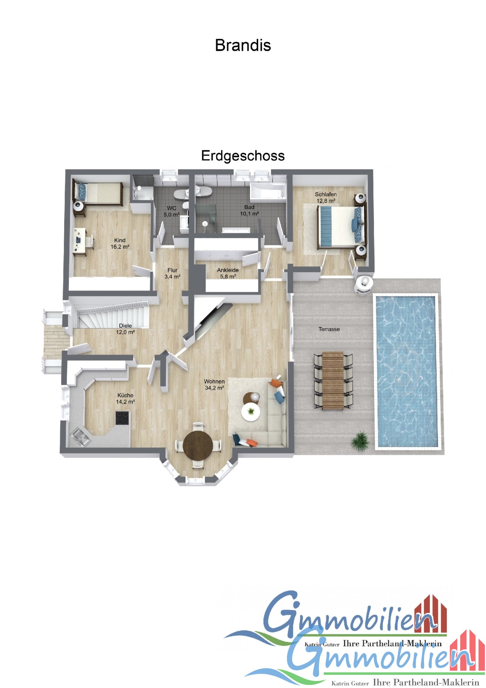 RESERVIERT-Schöner Bungalow mit Pool in Brandis, vollständig unterkellert mit Fußbodenheizung